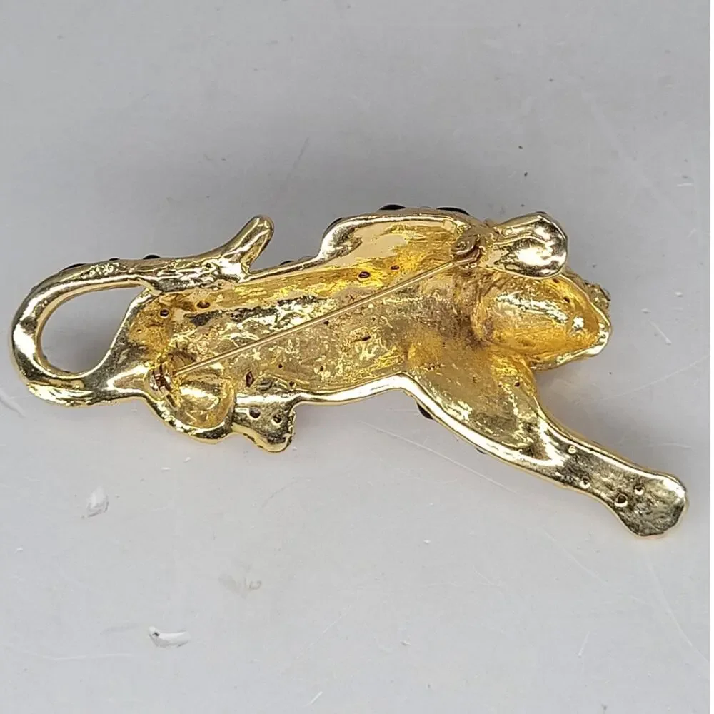 Eisenberg Ice Vintage Tiger Rhinestone Brooch Pave Sparkly Statement NOS